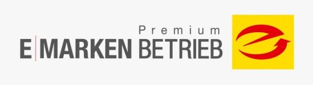 Logo für "E Marken Betrieb" mit Premium-Label und stylisierter E-Grafik.